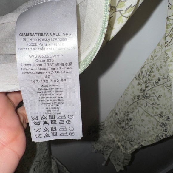 GIAMBATTISTA VALLI silk ruffled leaf print low high dress - Picture 7 of 7